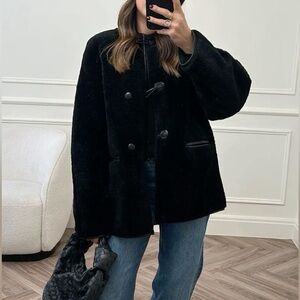 MANGO - Fur-effect coat with appliqués